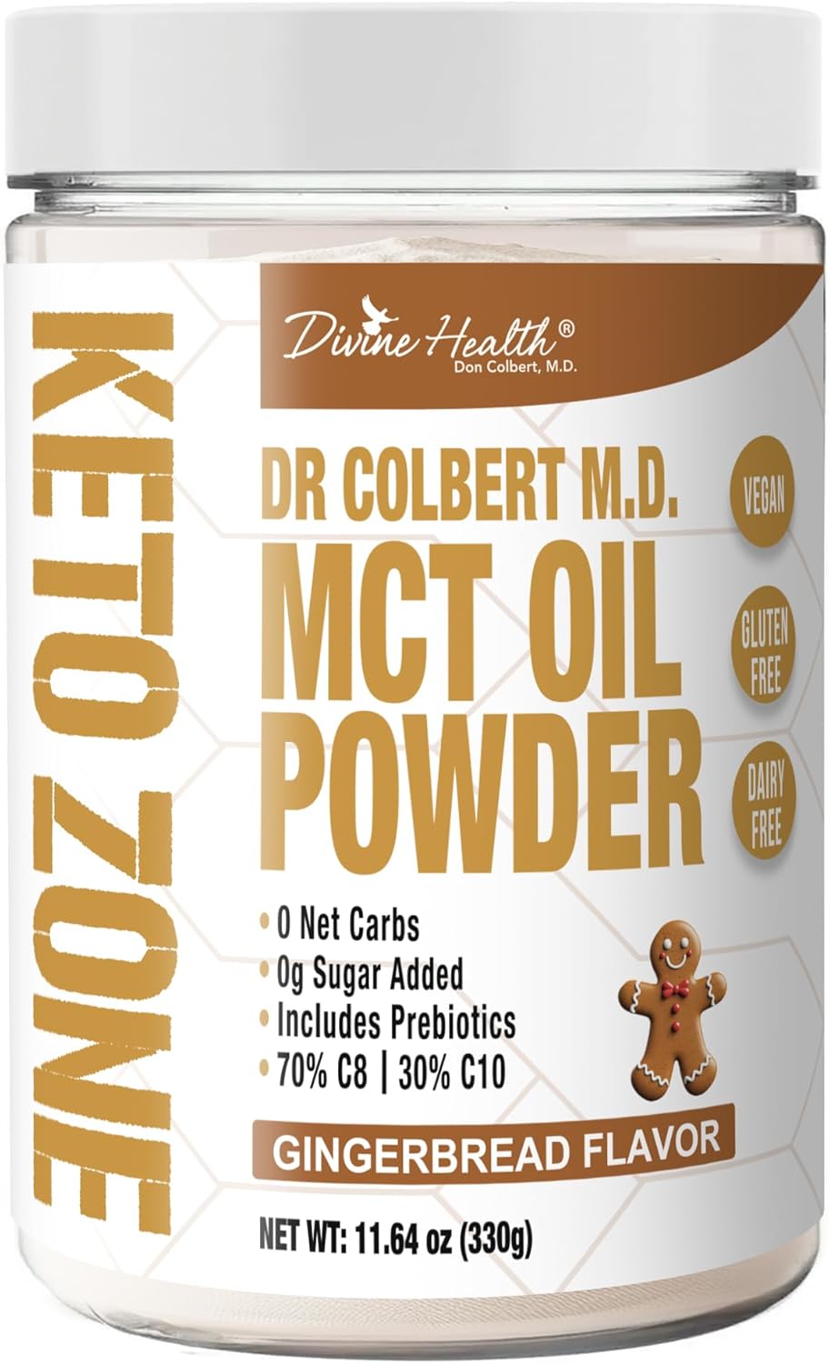 Keto Zone® MCT Oil Powder - Gingerbread Flavor | 30-Day Supply | Coffee Creamer | 0 Net Carbs