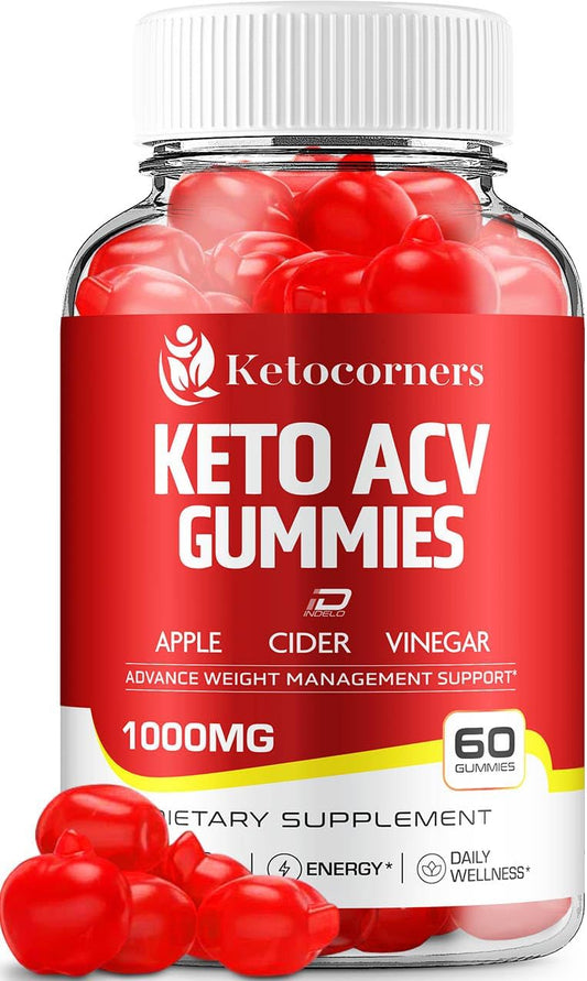 KetoCorners ACV Gummies Supplement with Vitamin B12 - Apple Cider Vinegar 1000MG - 60 Gummies Pack - Reviews Included