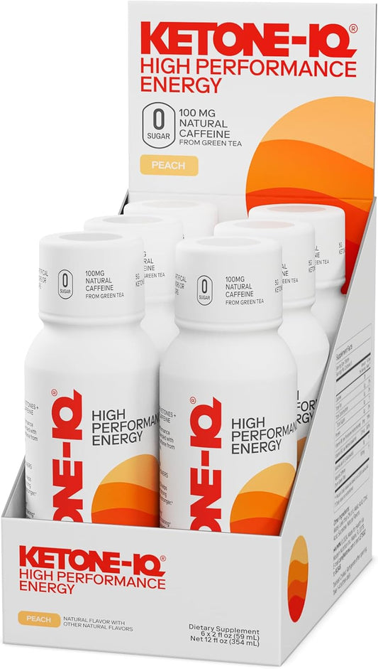 Ketone-IQ Energy Shots with Green Tea Caffeine, Exogenous Ketones, and B Vitamins - 24 Pack Fast-Acting Caffeine Shots