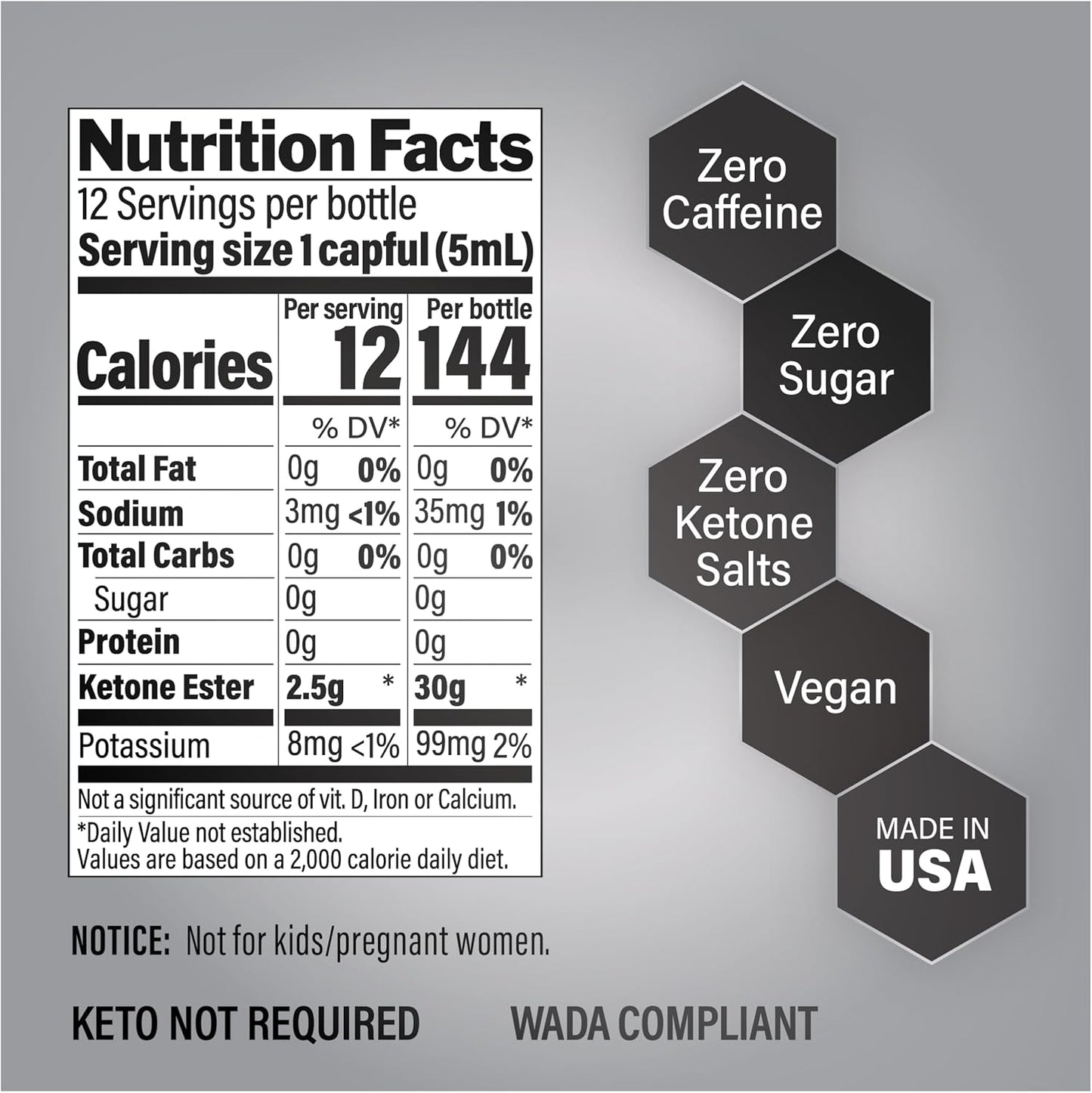 KetoneAid KE4 Pro Exogenous D-BHB Ester Drink | No Sugar, No Caffeine | 12 Servings | Ketone Ester Supplement (12 Count)