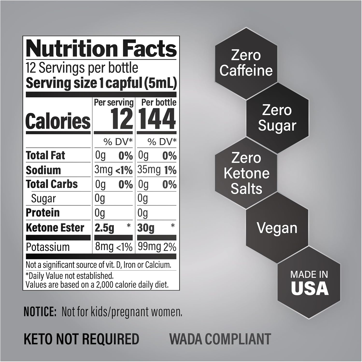 KetoneAid KE4 Pro Exogenous D-BHB Ester Drink | No Sugar, No Caffeine | 12 Servings | Ketone Ester Supplement (12 Count)
