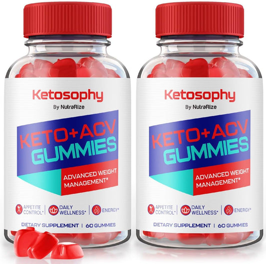 Ketosophy Keto + ACV Gummies Pack - Advanced Slimming Formula Supplement with Apple Cider Vinegar and Folic Acid - NutraRize 120 Gummies