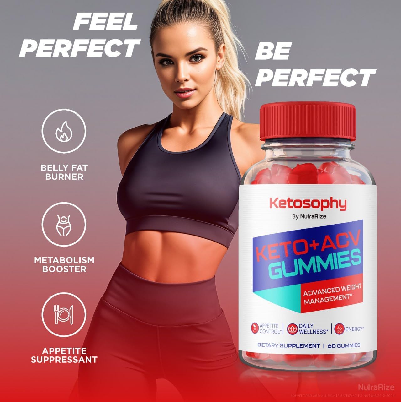 Ketosophy Keto + ACV Gummies Pack - Advanced Slimming Formula Supplement with Apple Cider Vinegar and Folic Acid - NutraRize 120 Gummies