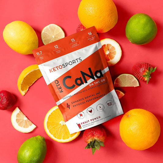 KetoSports KetoCaNa GO Fruit Punch Single Serve Ketone Supplement for Performance 16 Packs