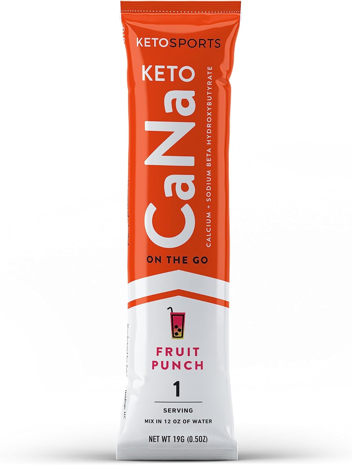 KetoSports KetoCaNa GO Fruit Punch Single Serve Ketone Supplement for Performance 16 Packs