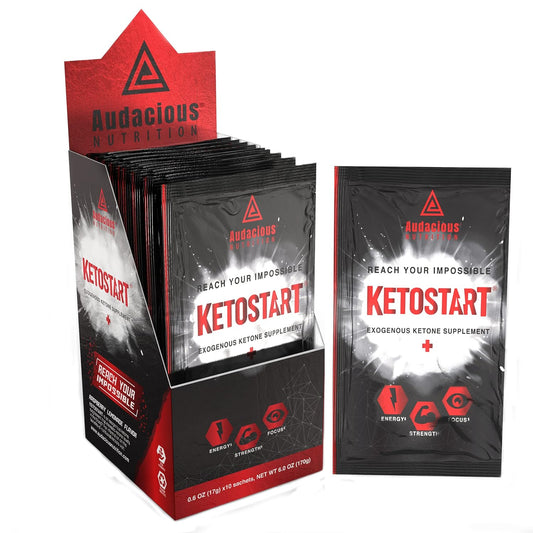 KetoStart+ Electrolyte Powder with Exogenous Ketones, Caffeine, Raspberry Lemonade Flavor - 10 Packets for Energy & Focus