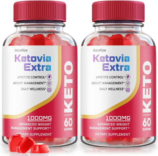 Ketovia Extra ACV Gummies - Advanced Slimming Formula Supplement (2 Pack, 120 Gummies)
