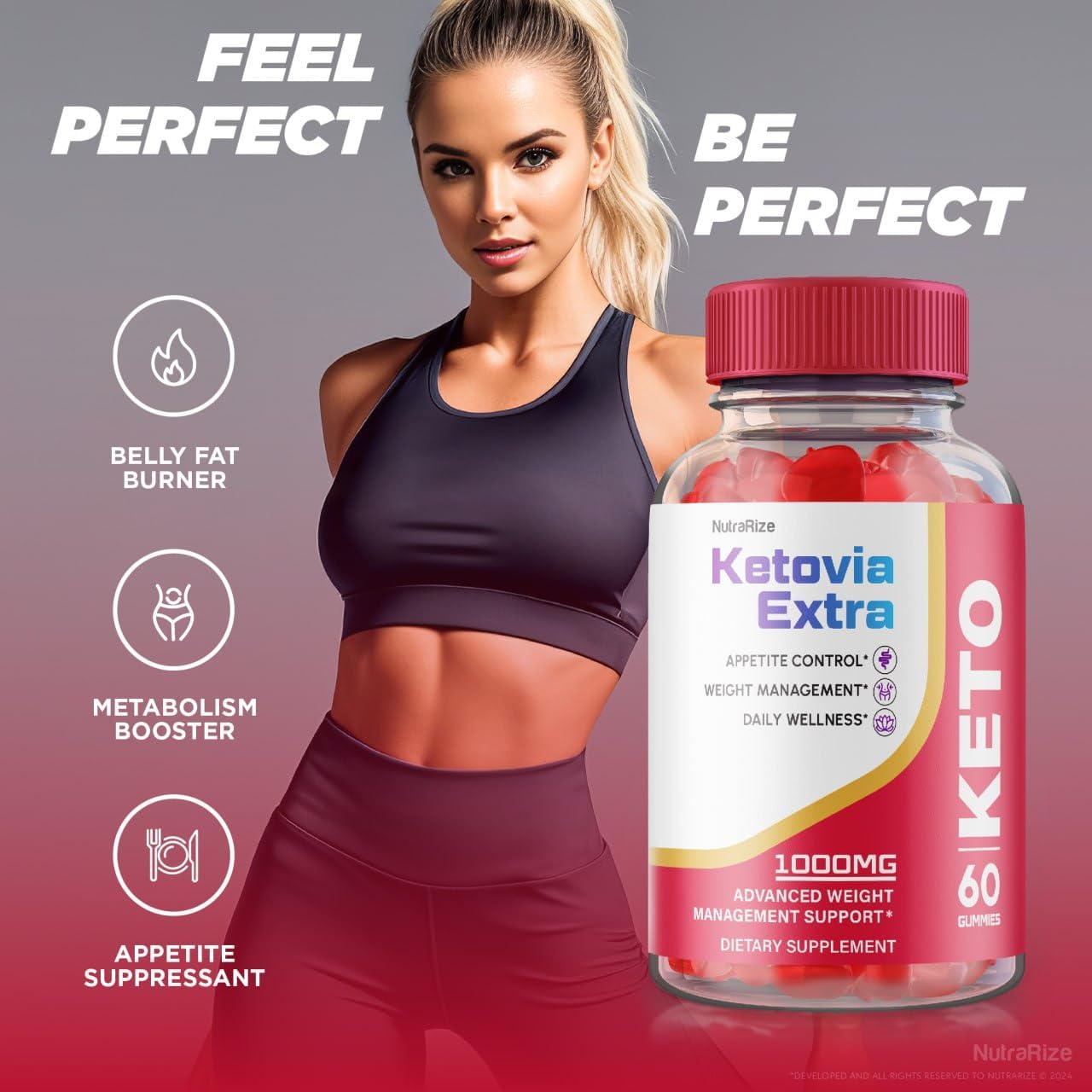 Ketovia Extra ACV Gummies - Advanced Slimming Formula Supplement (2 Pack, 120 Gummies)