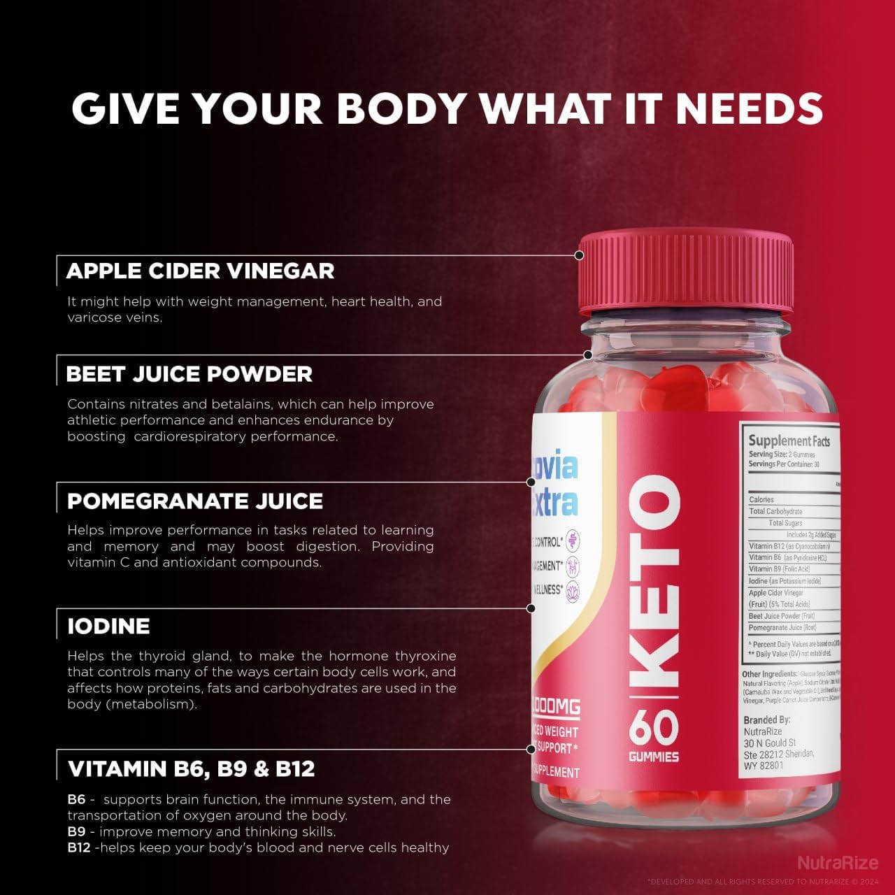 Ketovia Extra ACV Gummies - Advanced Slimming Formula Supplement (2 Pack, 120 Gummies)