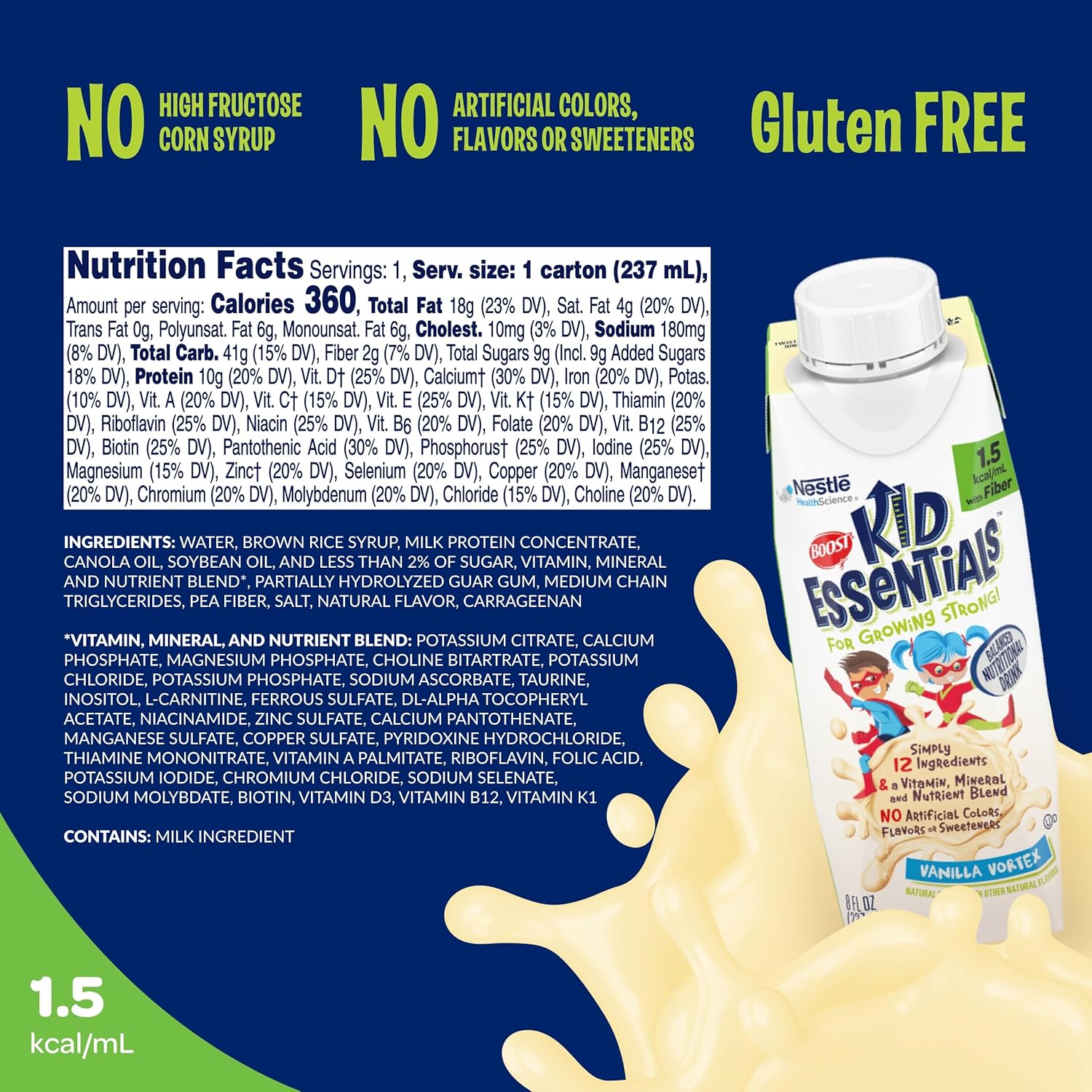 Kid-Friendly Boost Essentials 1.5 with Fiber in Vanilla Flavor - Nutritious Drink for Children