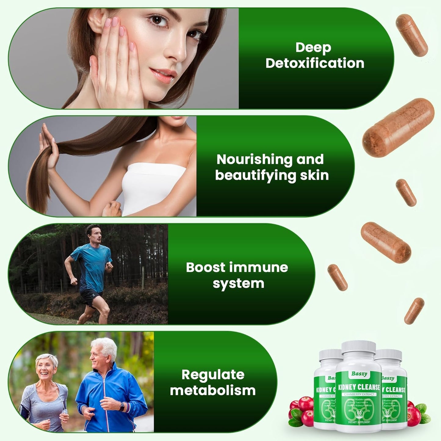 Kidney Cleanse Detox & Repair Supplement with Cranberry Extract - 22-in-1 Formula for Kidney Health and Bladder Support