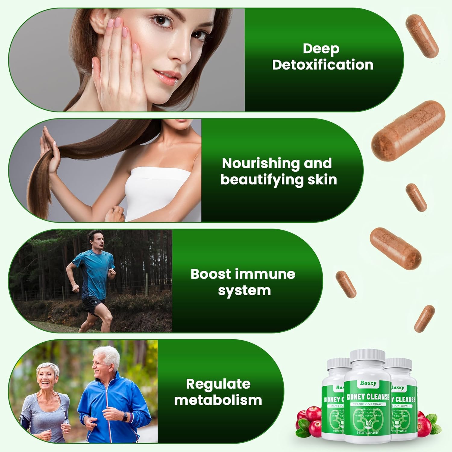 Kidney Cleanse Detox & Repair Supplement with Cranberry Extract - 22-in-1 Formula for Kidney Health and Bladder Support