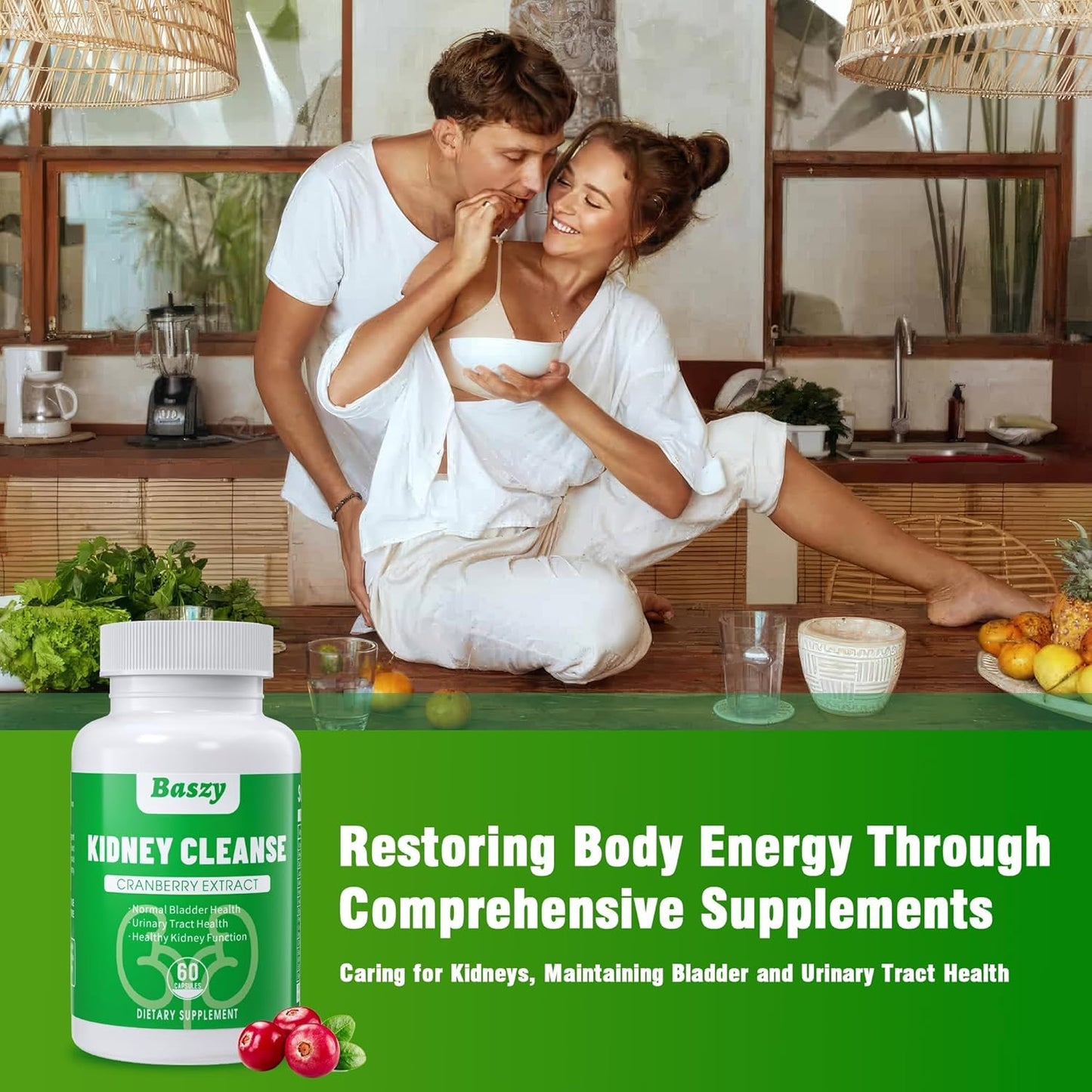 Kidney Cleanse Detox & Repair Supplement with Cranberry Extract - 22-in-1 Formula for Kidney Health and Bladder Support