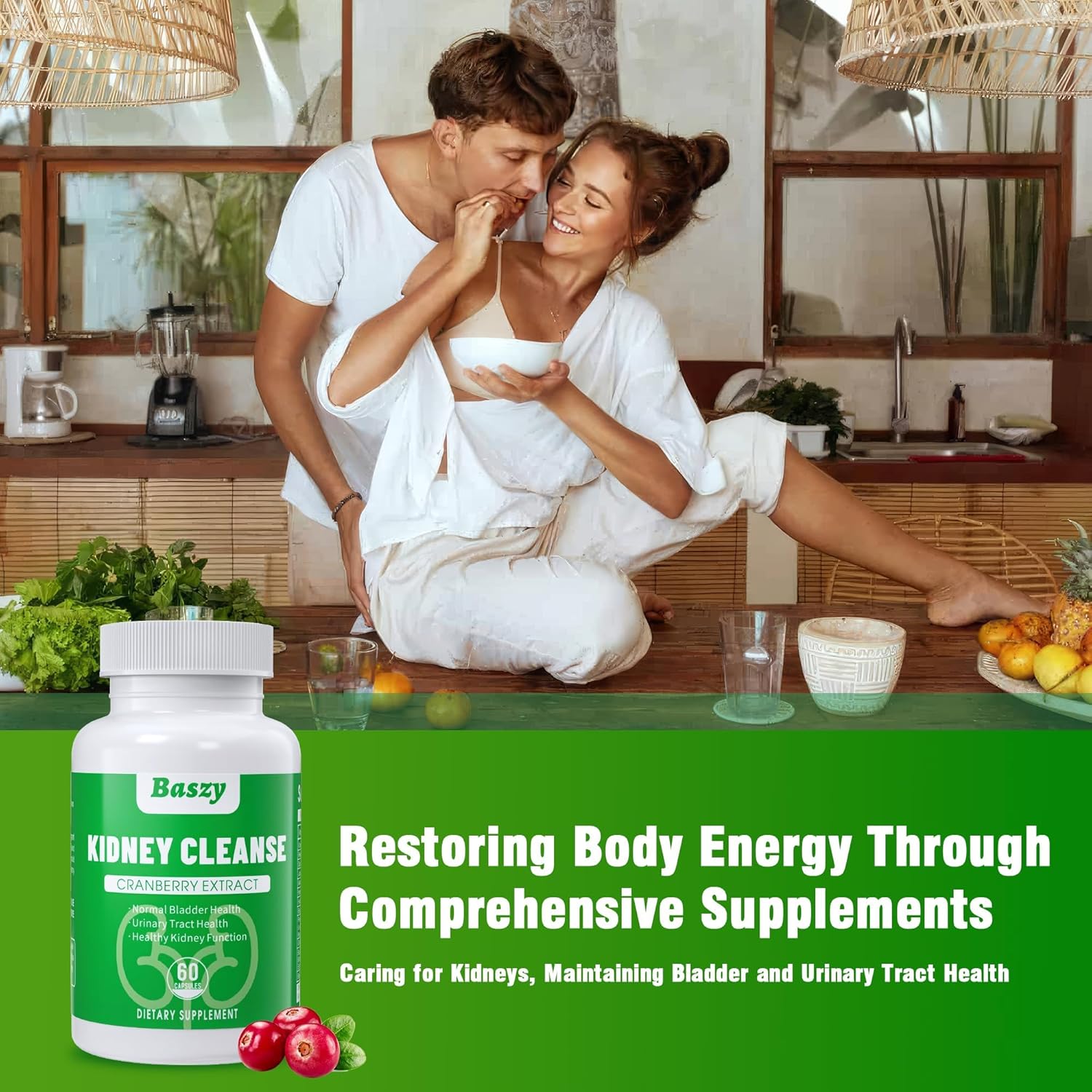 Kidney Cleanse Detox & Repair Supplement with Cranberry Extract - 22-in-1 Formula for Kidney Health and Bladder Support