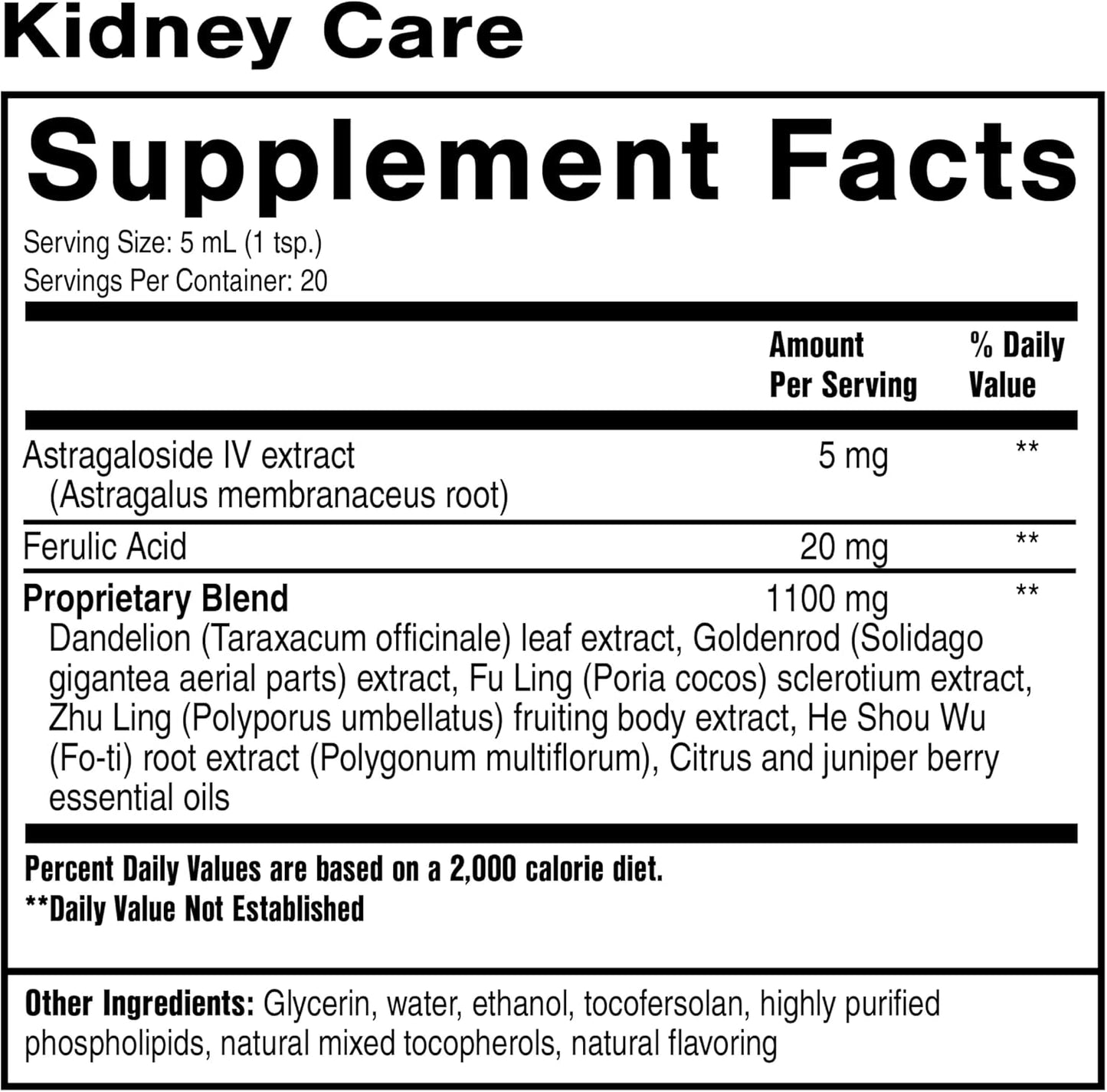 Kidney Cleanse & Lymphatic Support Supplement with Astragaloside IV, Zhu Ling, Goldenrod, Ferulic Acid, He Shou Wu, Dandelion Leaf - 3.38oz