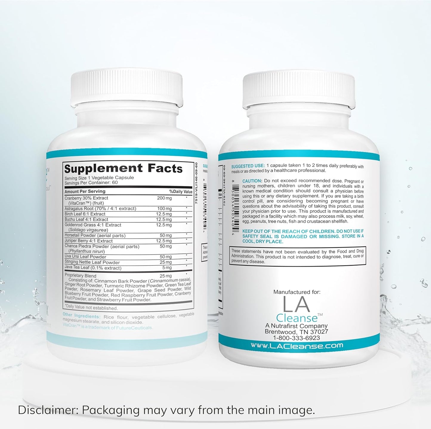 Kidney Cleanse Supplement - 60 Capsules - 200mg Cranberry Extract with Astragalus Root, Uva Ursi, & Chanca Piedra for Urinary Health & Detox