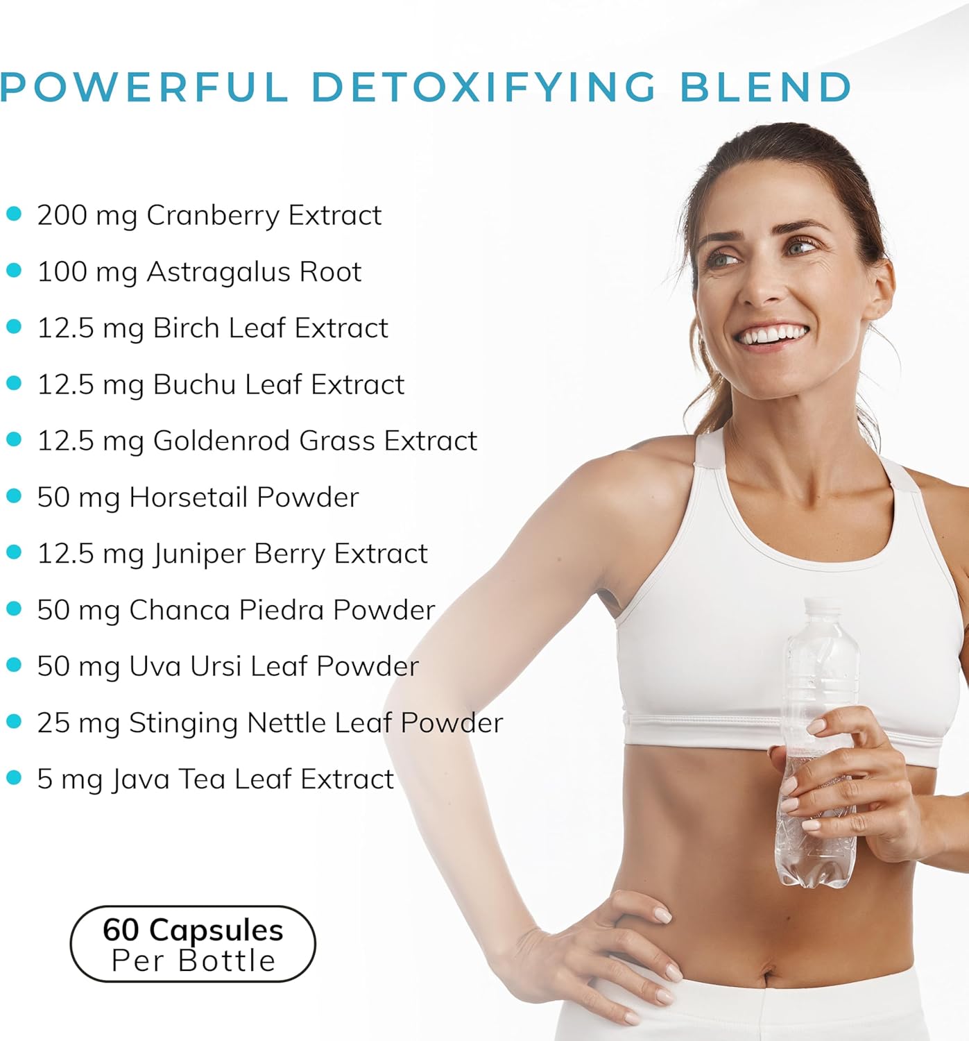 Kidney Cleanse Supplement - 60 Capsules - 200mg Cranberry Extract with Astragalus Root, Uva Ursi, & Chanca Piedra for Urinary Health & Detox