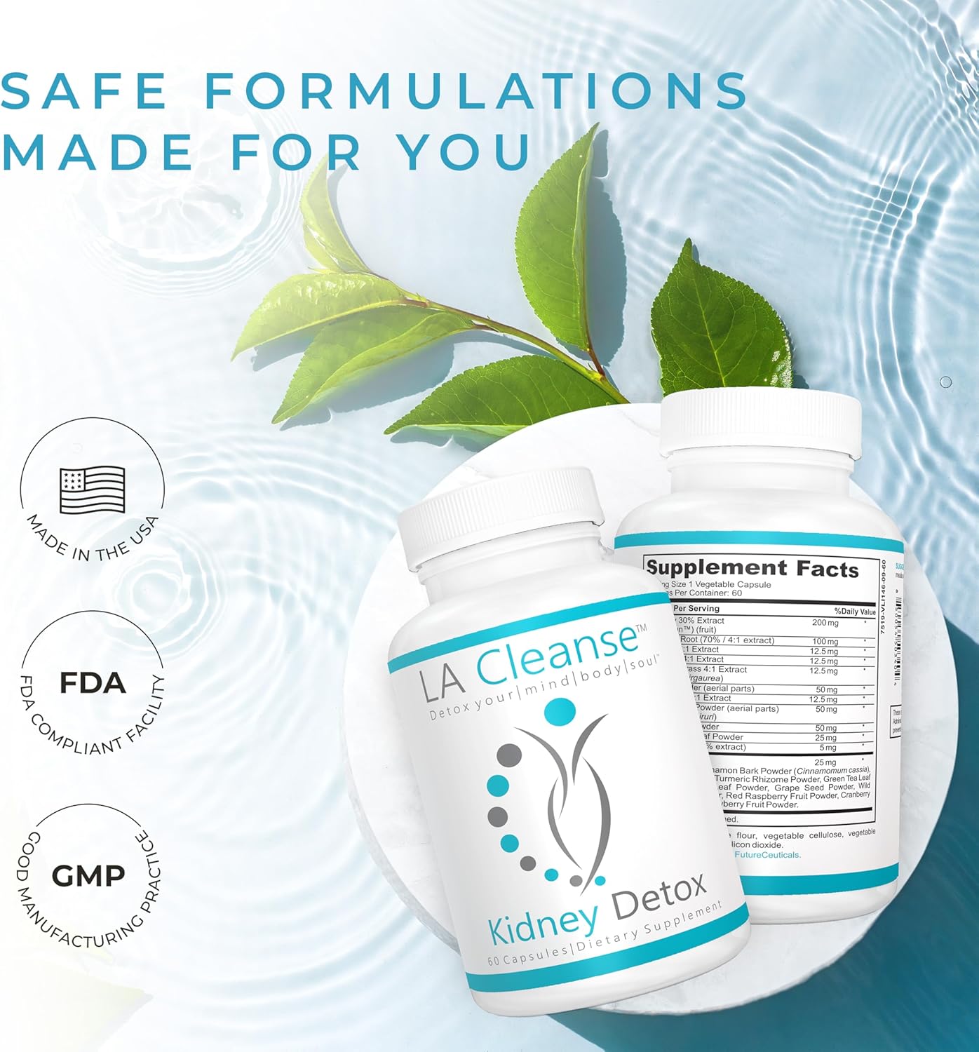 Kidney Cleanse Supplement - 60 Capsules - 200mg Cranberry Extract with Astragalus Root, Uva Ursi, & Chanca Piedra for Urinary Health & Detox