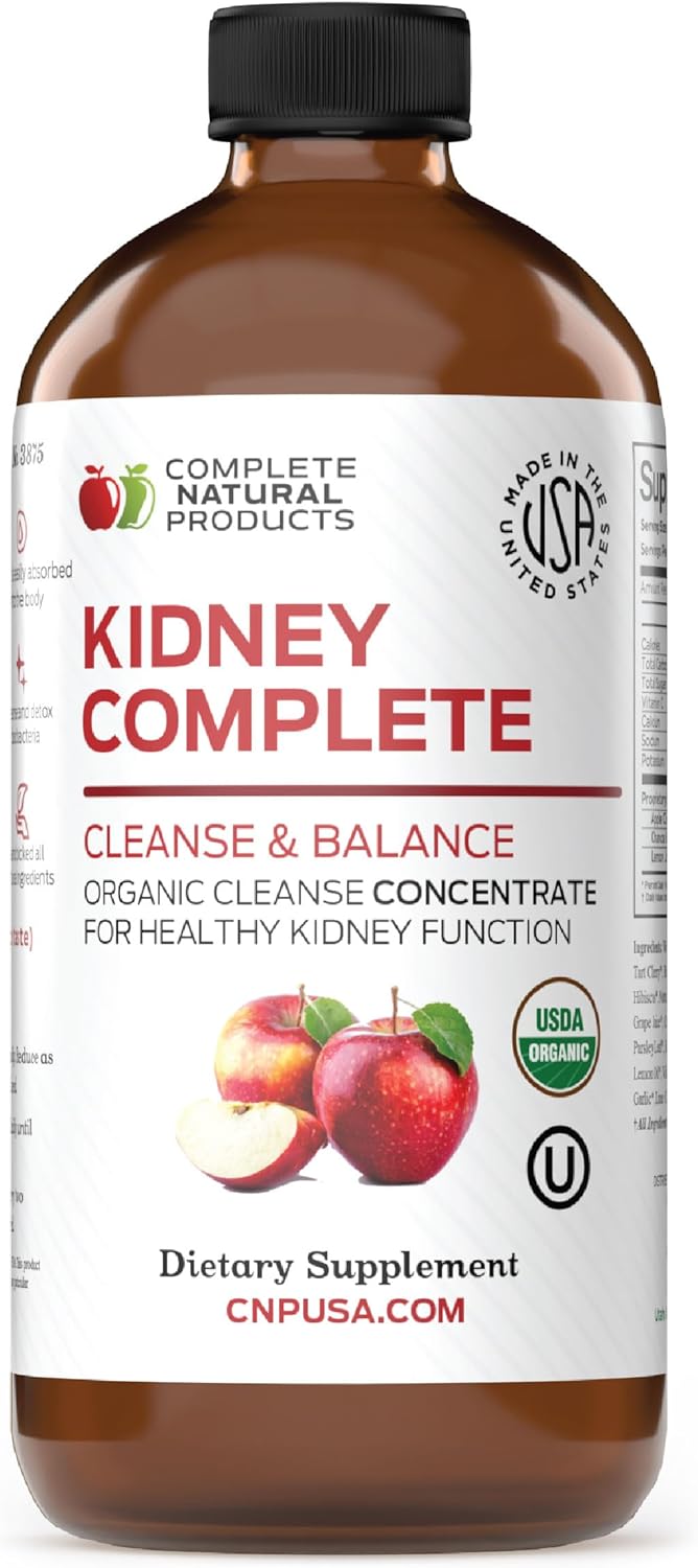 Kidney Complete Liquid Dietary Supplement with Apple Cider Vinegar - Natural Support for Kidney Health, Cleanse, and Detox