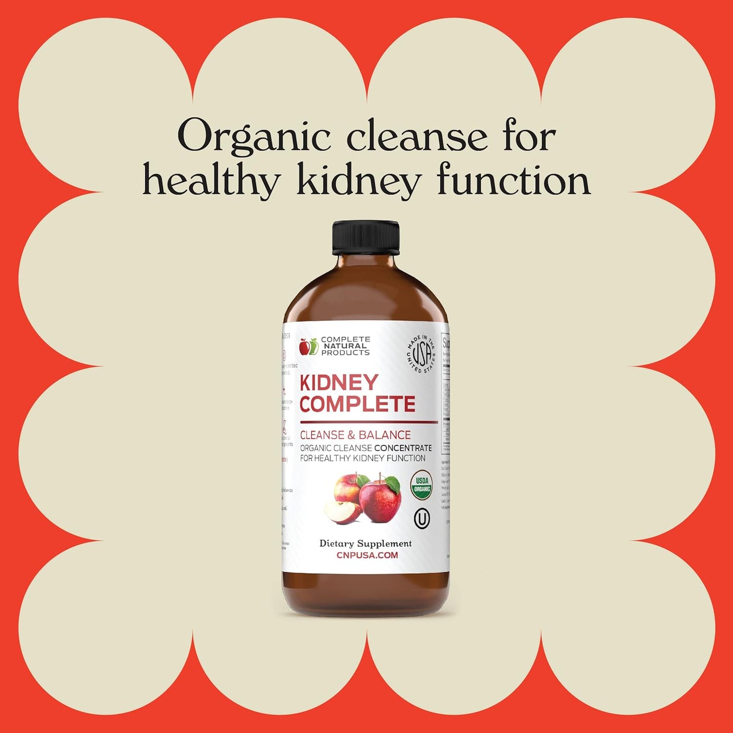 Kidney Complete Liquid Dietary Supplement with Apple Cider Vinegar - Natural Support for Kidney Health, Cleanse, and Detox