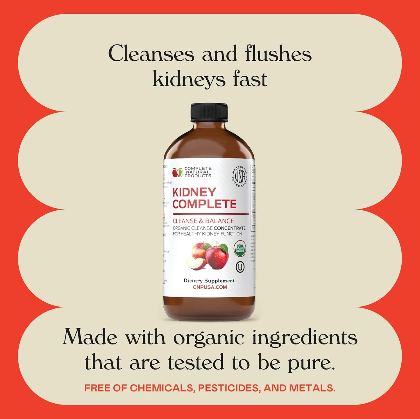 Kidney Complete Liquid Dietary Supplement with Apple Cider Vinegar - Natural Support for Kidney Health, Cleanse, and Detox