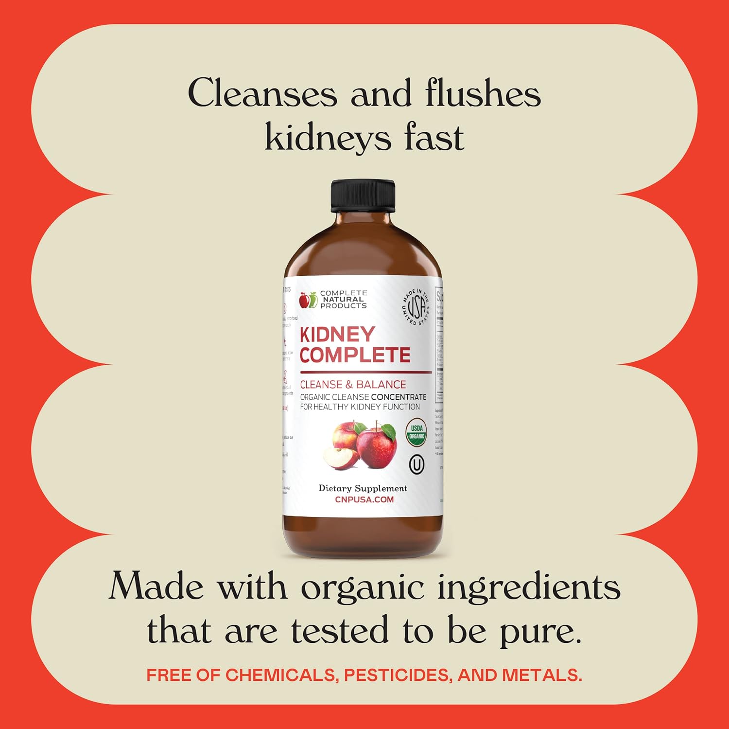 Kidney Complete Liquid Dietary Supplement with Apple Cider Vinegar - Natural Support for Kidney Health, Cleanse, and Detox