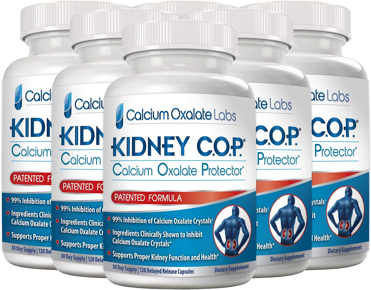 Kidney C.O.P. Calcium Oxalate Protector Capsules - Patented Support for Stone Prevention - Stops Recurrence of Stones - Stronger Than Chanca Piedra - 120 Capsules (6 Pack)