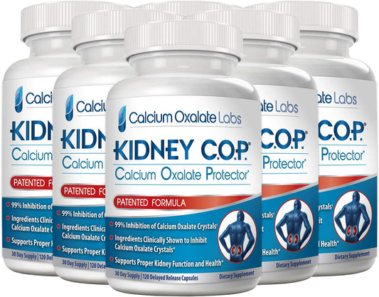 Kidney C.O.P. Calcium Oxalate Protector Capsules - Patented Support for Stone Prevention - Stops Recurrence of Stones - Stronger Than Chanca Piedra - 120 Capsules (6 Pack)