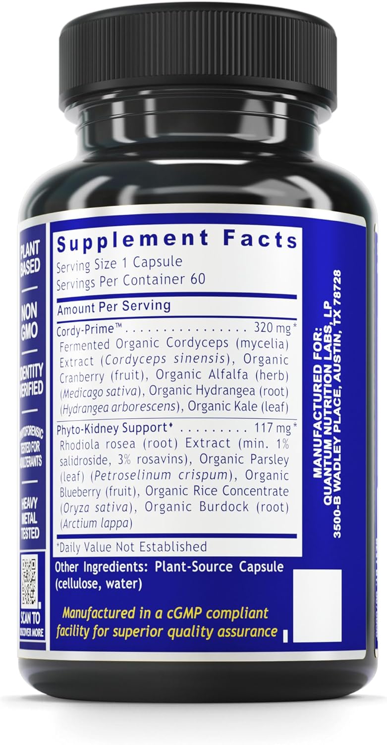 Kidney Health Supplement - Supports Kidney Function with Cranberry, Rhodiola Rosea, and Parsley - 60 Capsules