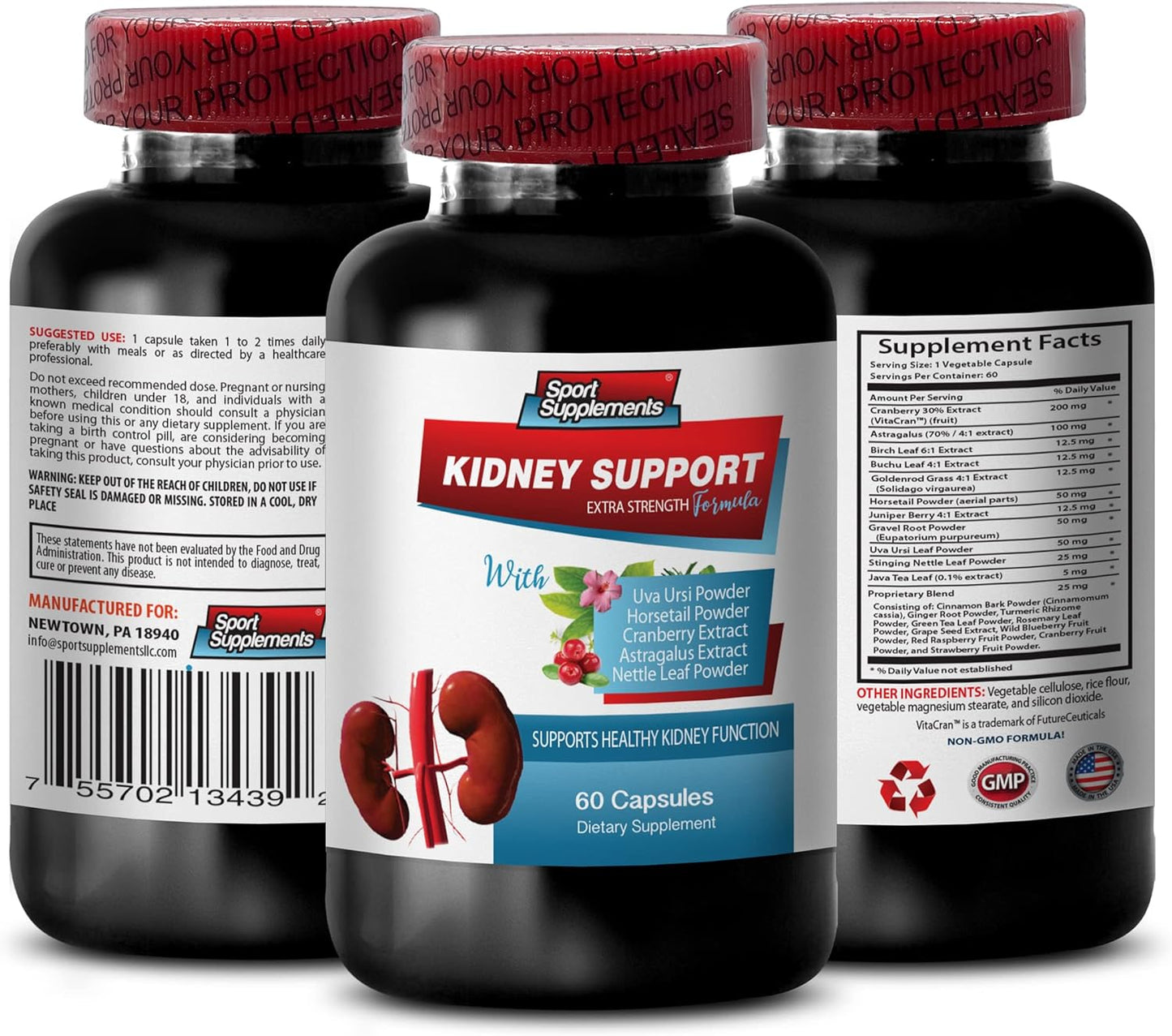 Kidney & Liver Support Dietary Supplement with Cranberry Vitamins - Immune Boost - Detox & Repair Formula - 60 Capsules