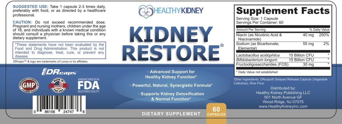 Kidney Restore: Kidney Cleanse and Health Supplement with Kidney-D Support