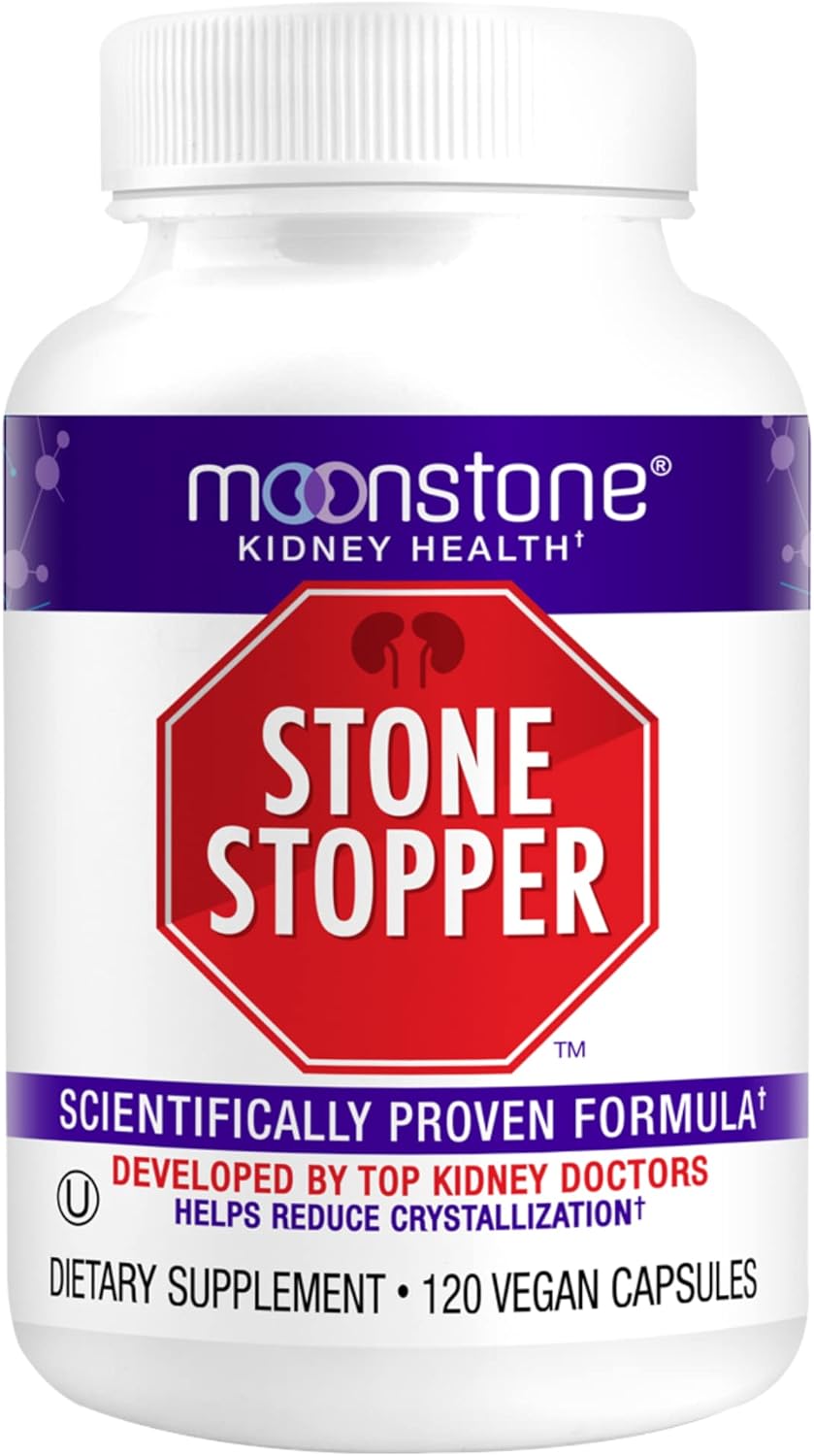 Kidney Stone Prevention Capsules with Moonstone, Calcium Oxalate Protector and Alkali Citrate Support - 30 Day Supply (120 Count)