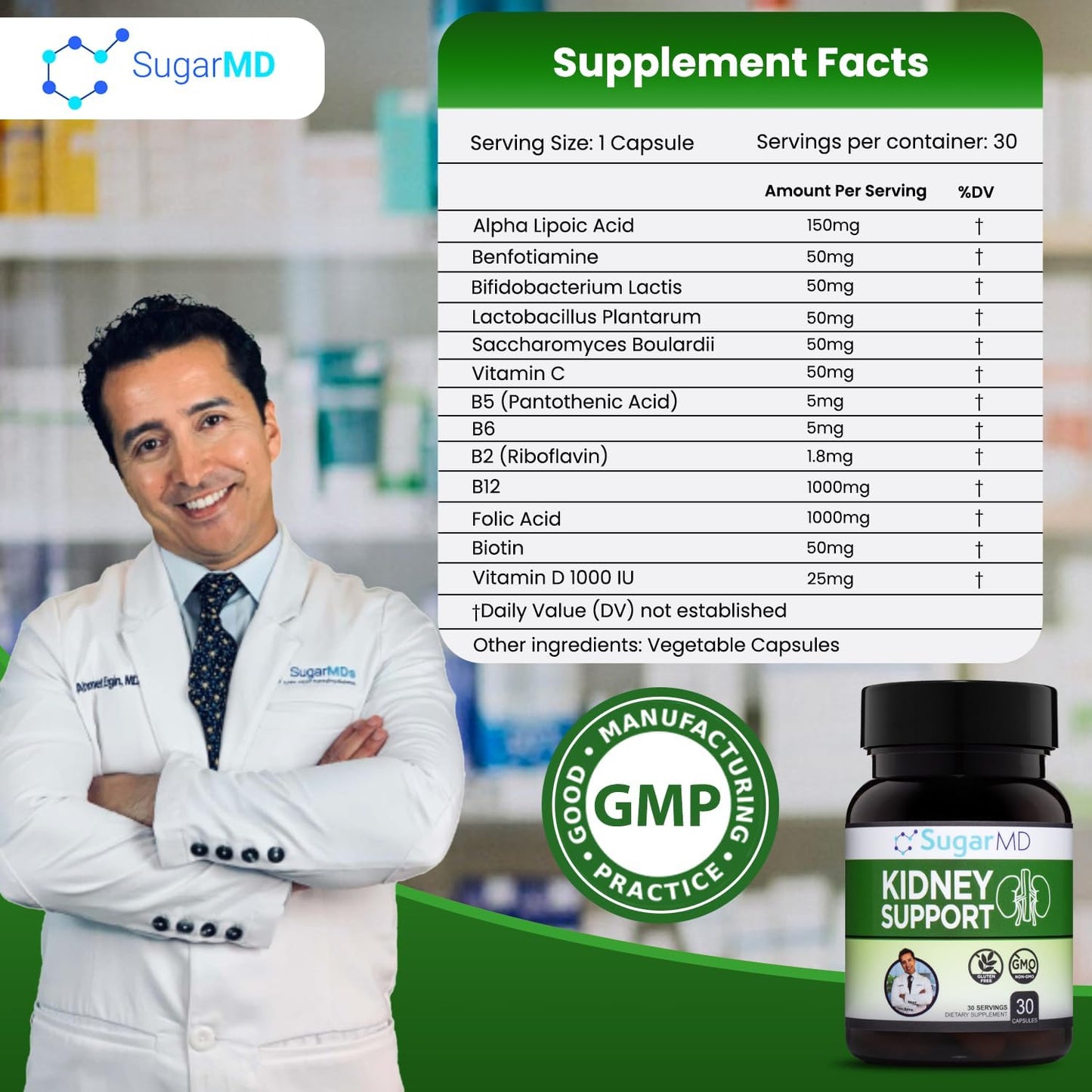 Kidney Support Formula Capsules - Natural Supplement for Healthy Kidney Function - Non-GMO & Gluten Free - 30-Day Supply