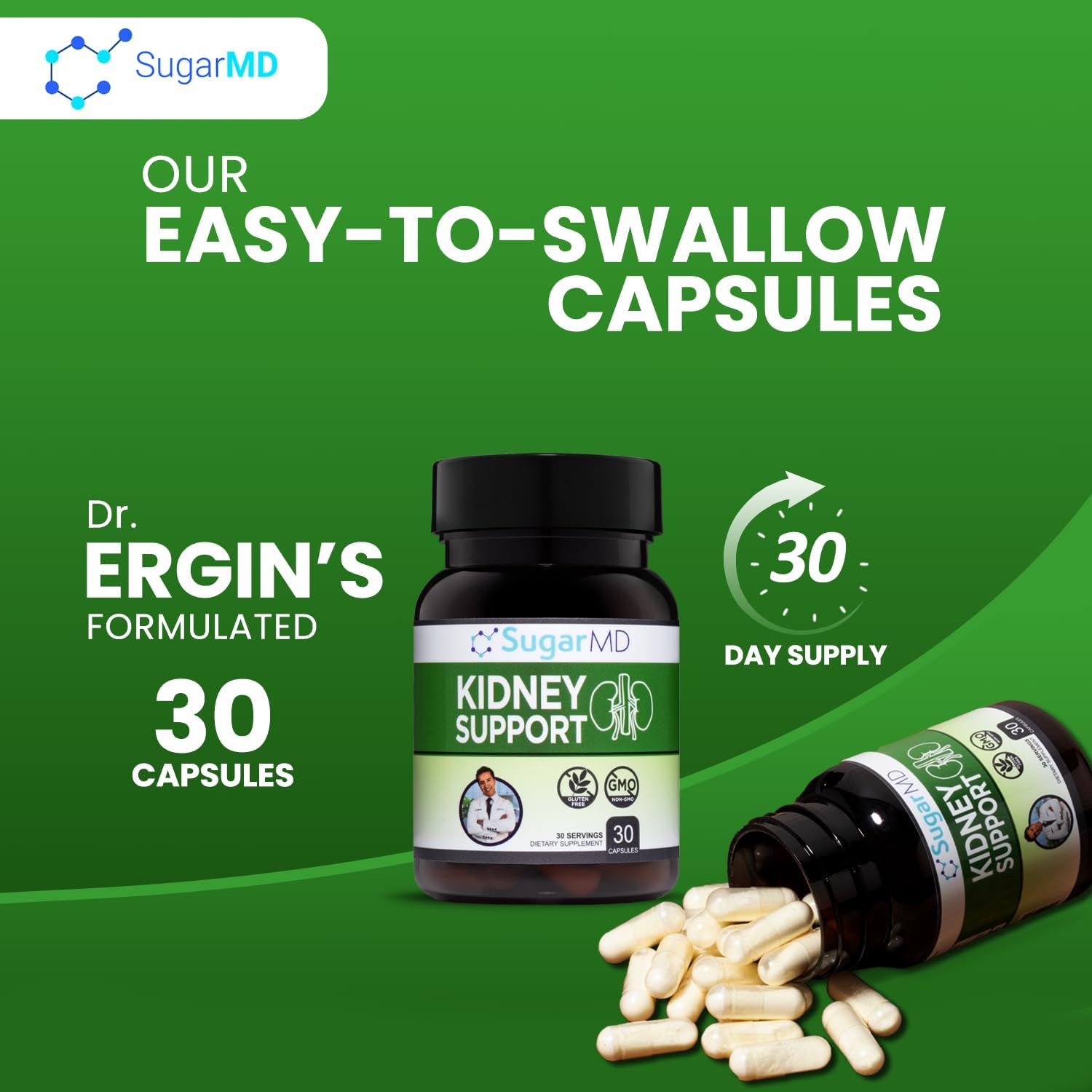 Kidney Support Formula Capsules - Natural Supplement for Healthy Kidney Function - Non-GMO & Gluten Free - 30-Day Supply