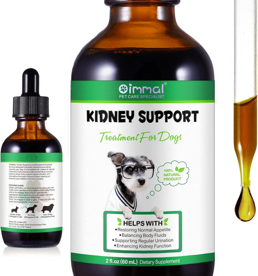 Kidney Support Herbal Supplement Drops for Dogs - Promotes Healthy Kidney Function & Urinary Tract Health, Restores Appetite - 2 oz