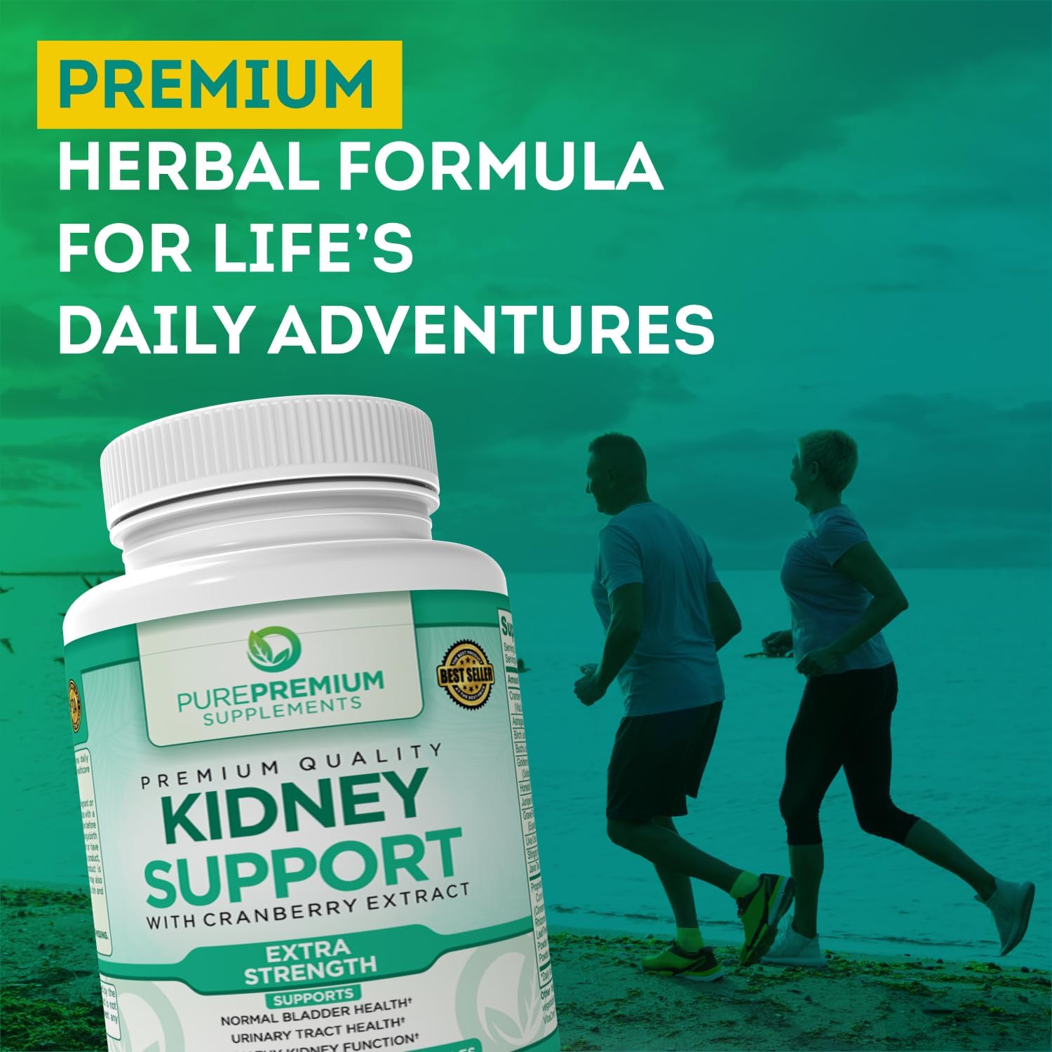 Kidney Support Supplement with Cranberry Extract for Urinary Tract Health - 120 Capsules - 4 Months Supply for Men & Women