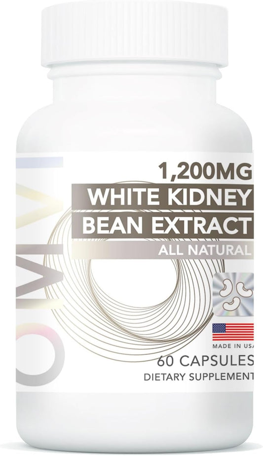 Kidney Support Supplement with White Kidney Bean Extract - 1,200mg, Cleanse for Men and Women, Urinary Tract Health - 60 Capsules