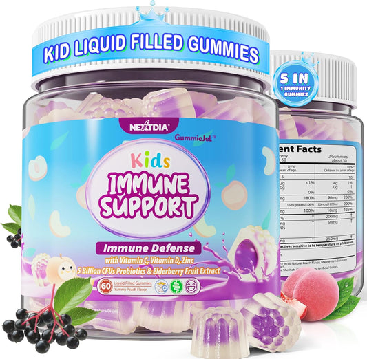 Kids 6-in-1 Daily Immune Support Gummies with Probiotics, Vitamin C, Zinc & Elderberry - 60 Count