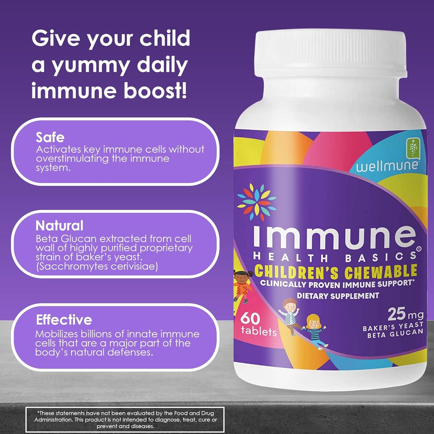 Kids-Approved Immune Health Chewable Tablets with Wellmune Beta Glucan