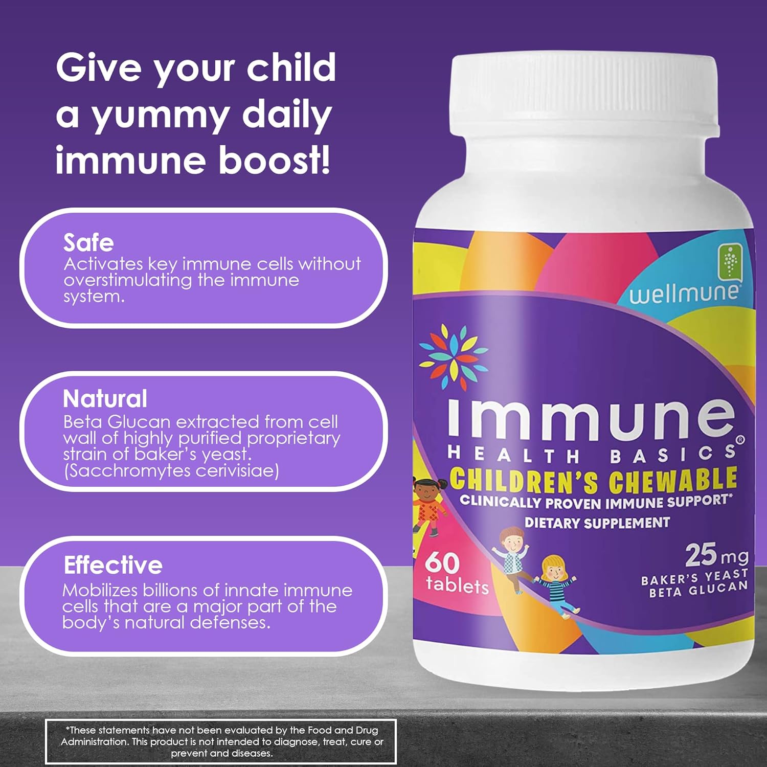Kids-Approved Immune Health Chewable Tablets with Wellmune Beta Glucan