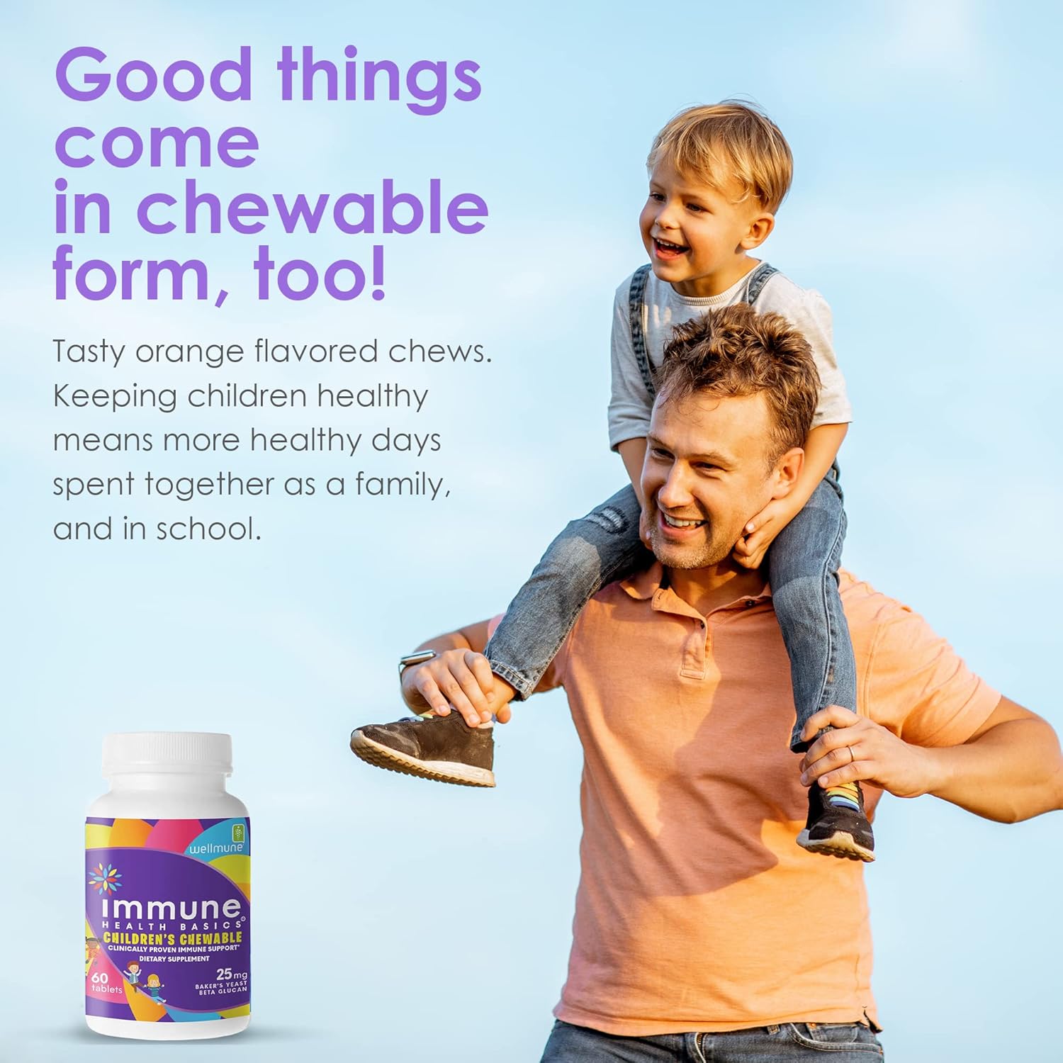 Kids-Approved Immune Health Chewable Tablets with Wellmune Beta Glucan