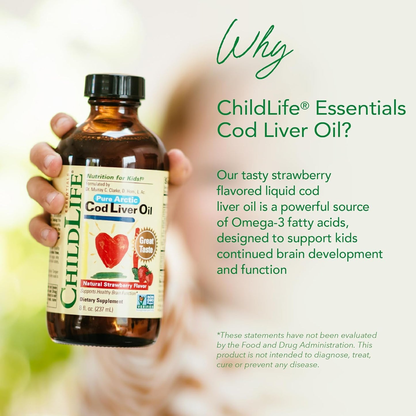 Kids Arctic Cod Liver Oil Liquid with DHA, EPA, Omega-3 Fatty Acids - Strawberry Flavor, 8 fl oz