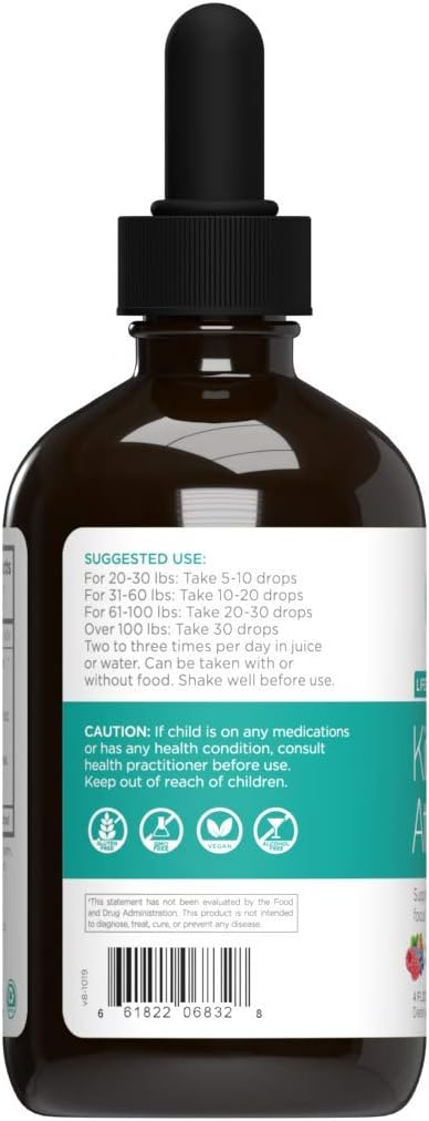Kids' Attention Gold: Natural Focus & Concentration Support with Rhodiola - Mixed Berry & Raspberry Flavor - 4 oz