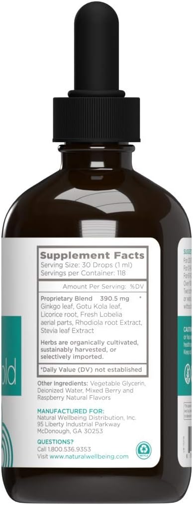 Kids' Attention Gold: Natural Focus & Concentration Support with Rhodiola - Mixed Berry & Raspberry Flavor - 4 oz