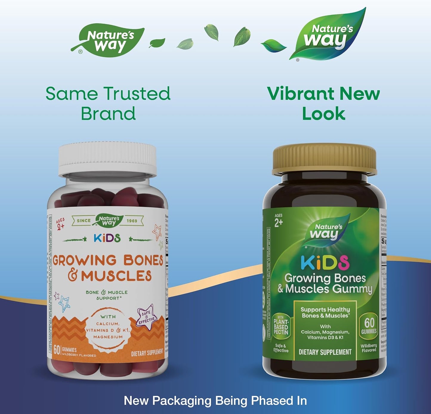 Kids Bone and Muscle Support Gummies with Calcium, Magnesium, Vitamins D3 & K1 - Wildberry Flavored - 60 Gummies - Ages 2+