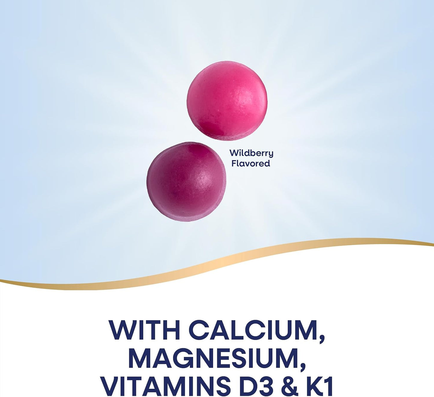 Kids Bone and Muscle Support Gummies with Calcium, Magnesium, Vitamins D3 & K1 - Wildberry Flavored - 60 Gummies - Ages 2+