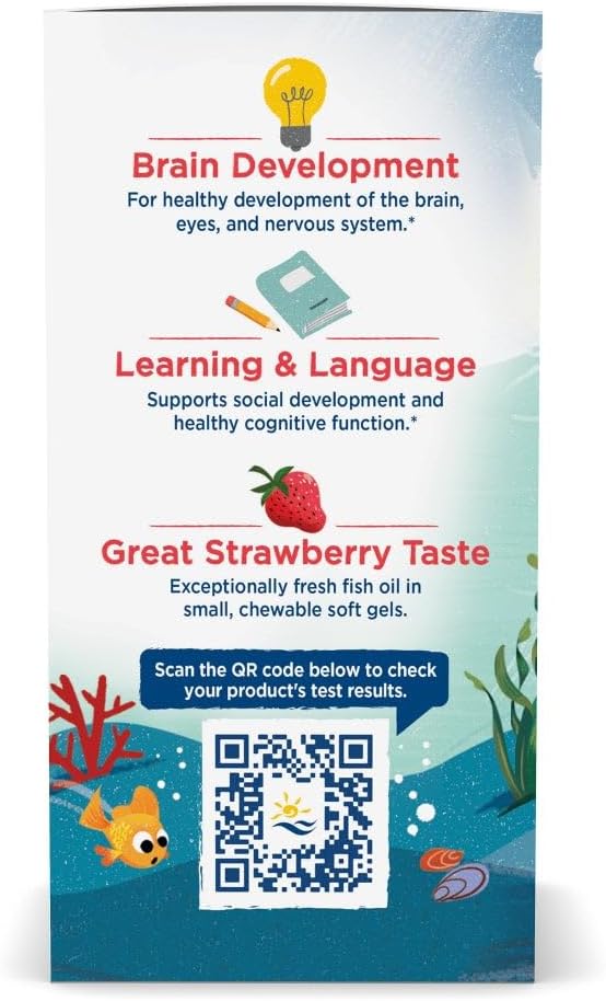 Kids' Brain Boost: Nordic Naturals Children’s DHA Strawberry Soft Gels - 250mg Omega-3 EPA & DHA - Non-GMO - 30 Servings