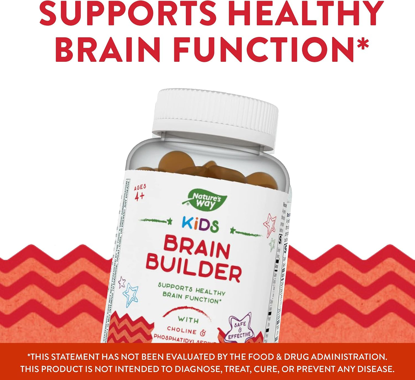 Kids Brain Support Gummies - Lemonade Flavored Supplement for Healthy Brain Function, 60 Gummies