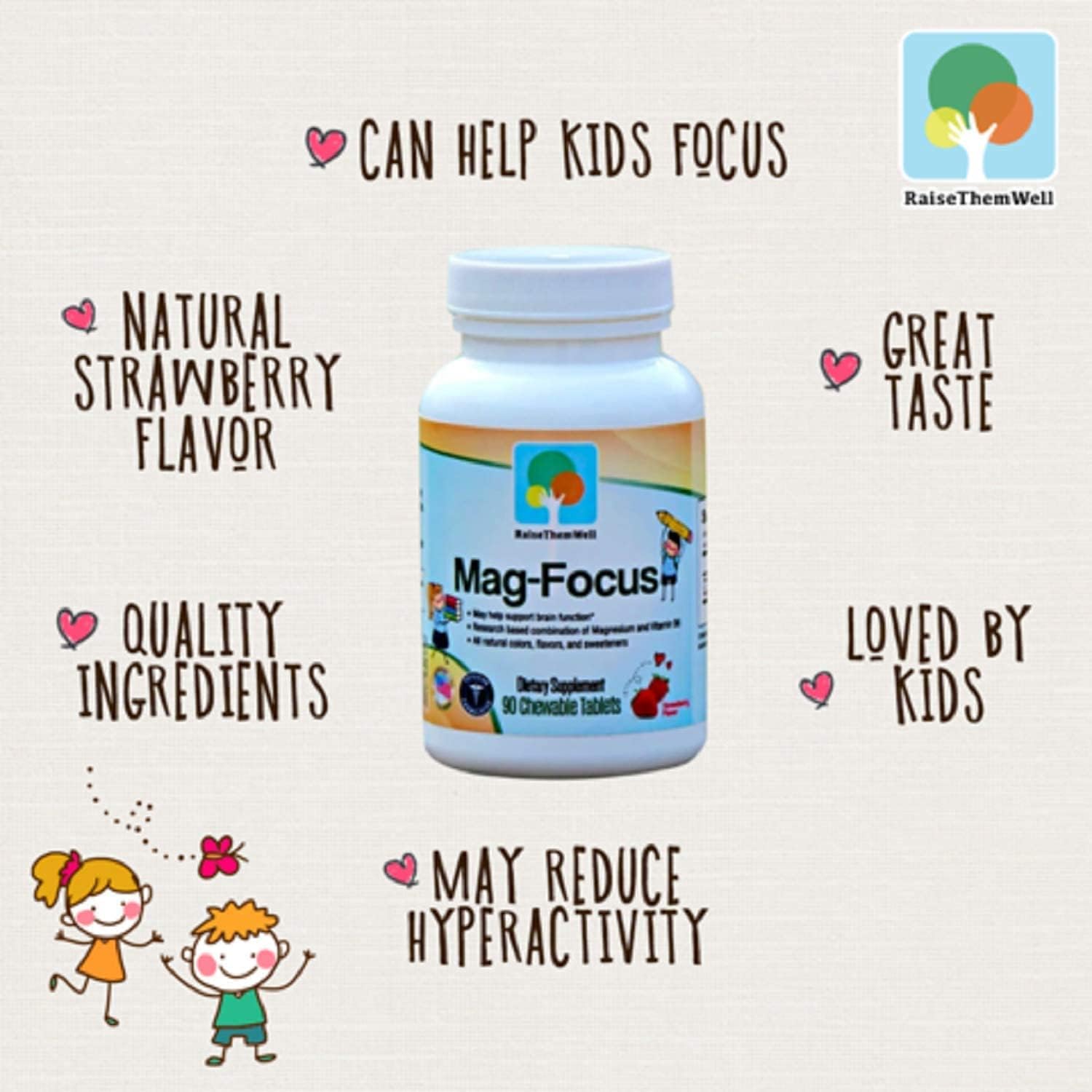 Kids Bundle: Natural Strawberry Magnesium Focus Supplement & Safe Magnesium Oil Balm