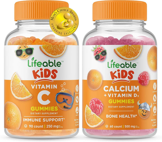 Kids Bundle: Vitamin C + Calcium with Vitamin D Gummies - Tasty & Healthy Vitamin Supplement - Gluten & GMO Free